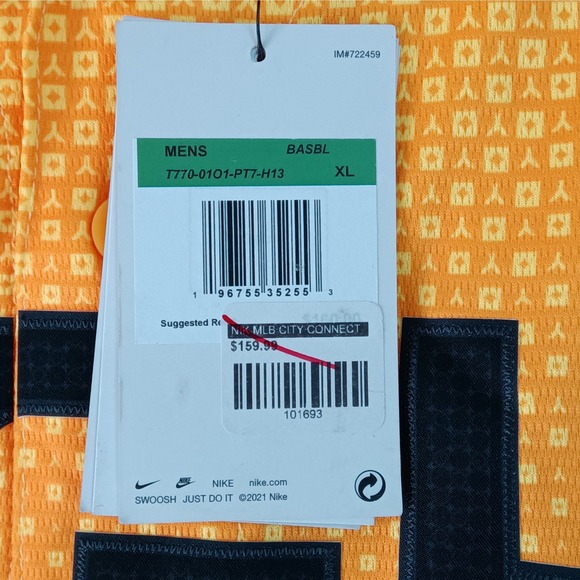 Nike Pittsburgh Pirates Baseball Jersey PGH Gold Black‎ MLB Men's XL - Picture 9 of 16